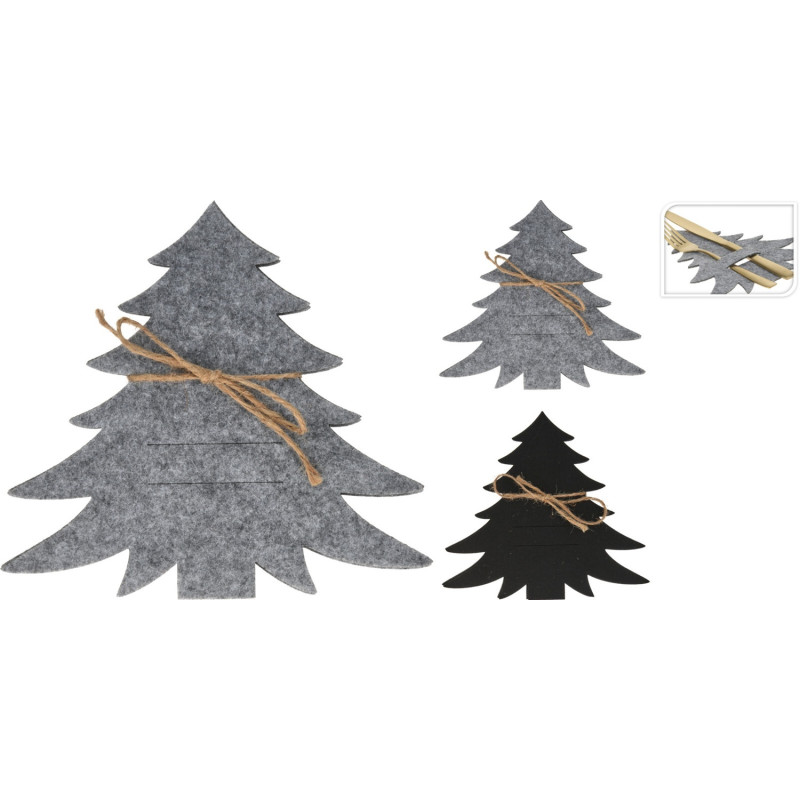 Bestickkuvert Julgran Svart Filt 4-pack