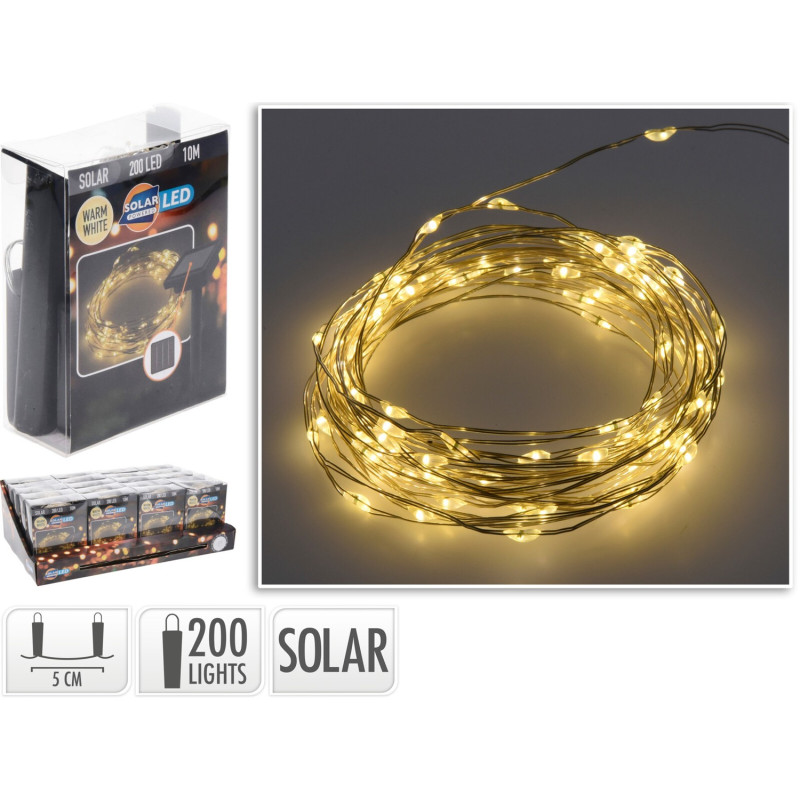 LED-slinga Vajertråd Solceller 10 meter 200 lampor LED-slinga Vajertråd Solceller 10 meter 200 lampor