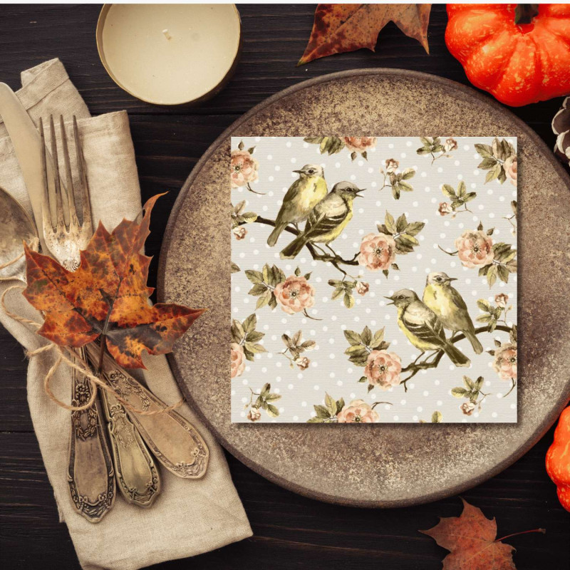 Servetter Fåglar Blommor 20-pack