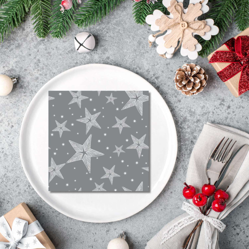 Servett Stjärnor Grå 20-pack Servett Stjärnor Grå 20-pack
