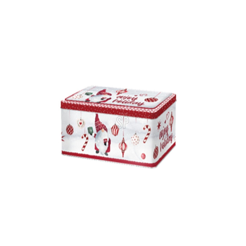 Plåtburk Jul Vit/Röd 16x11 cm