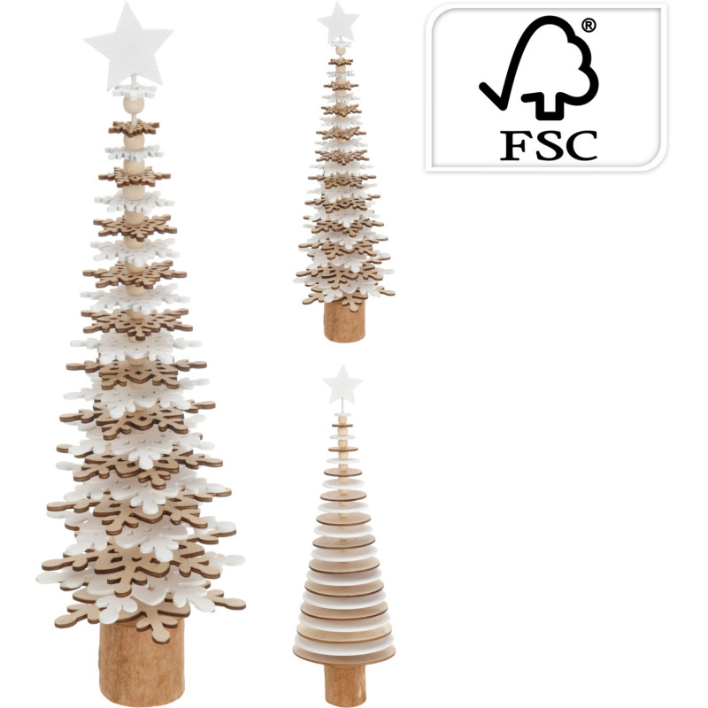 Julgran Gran Trä Mönstrad Slät 40 cm