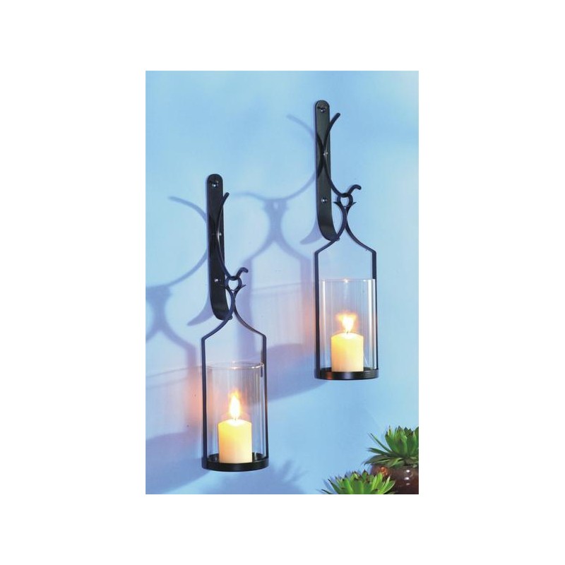 Vägglykta 2-pack smide 43cm lampett svart ljuslykta blockljus Vägglykta 2-pack smide 43cm lampett svart ljuslykta blockljus