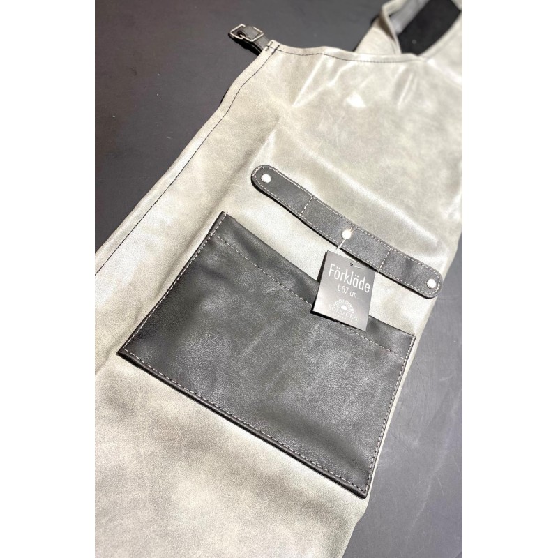 Skinnförkläde imitation grå konstgjort läder