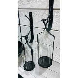 Vägglykta 2-pack smide 43cm lampett svart ljuslykta blockljus Vägglykta 2-pack smide 43cm lampett svart ljuslykta blockljus