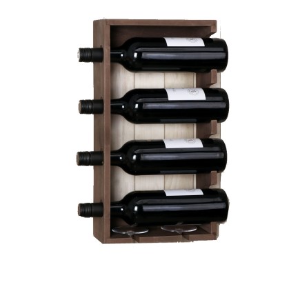 Vinställ Trä för 4 flaskor brunt