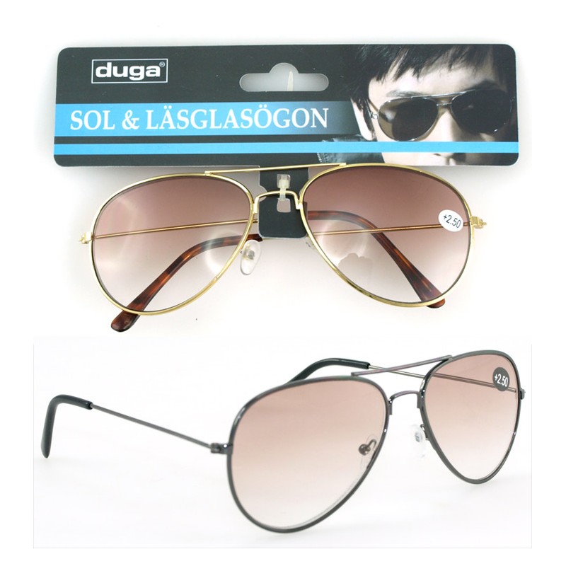 Sol/Läsglasögon Pilot +3.50 Duga Guld
