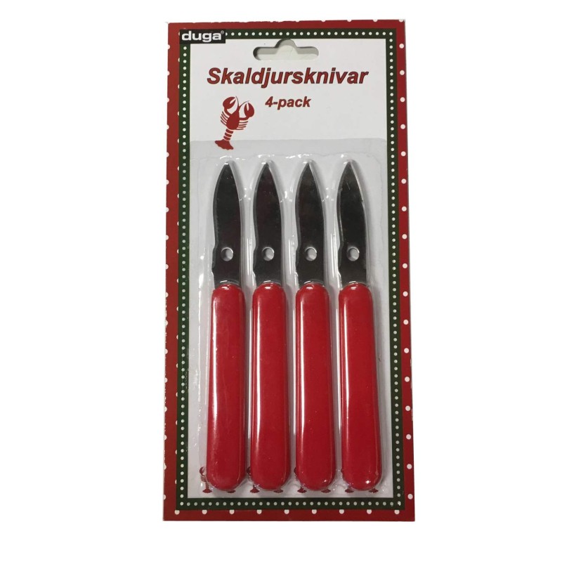 Kräftknivar skaldjur metall röda 4-pack Kräftknivar skaldjur metall röda 4-pack