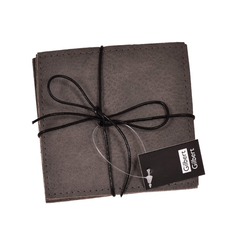 Glasunderlägg grå läderlook 4-pack Glasunderlägg grå läderlook 4-pack