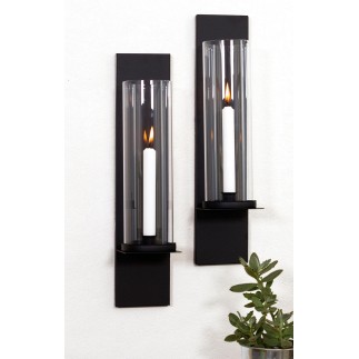 Lampett vägglykta smide 2-pack lykta ljuslykta väggljusstake