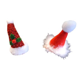 Hårklämma Jul Tomtemössa röd/glitter 2-pack 10 cm