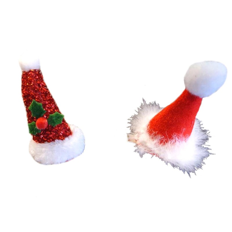 Hårklämma Jul Tomtemössa röd/glitter 2-pack 10 cm Hårklämma Jul Tomtemössa röd/glitter 2-pack 10 cm