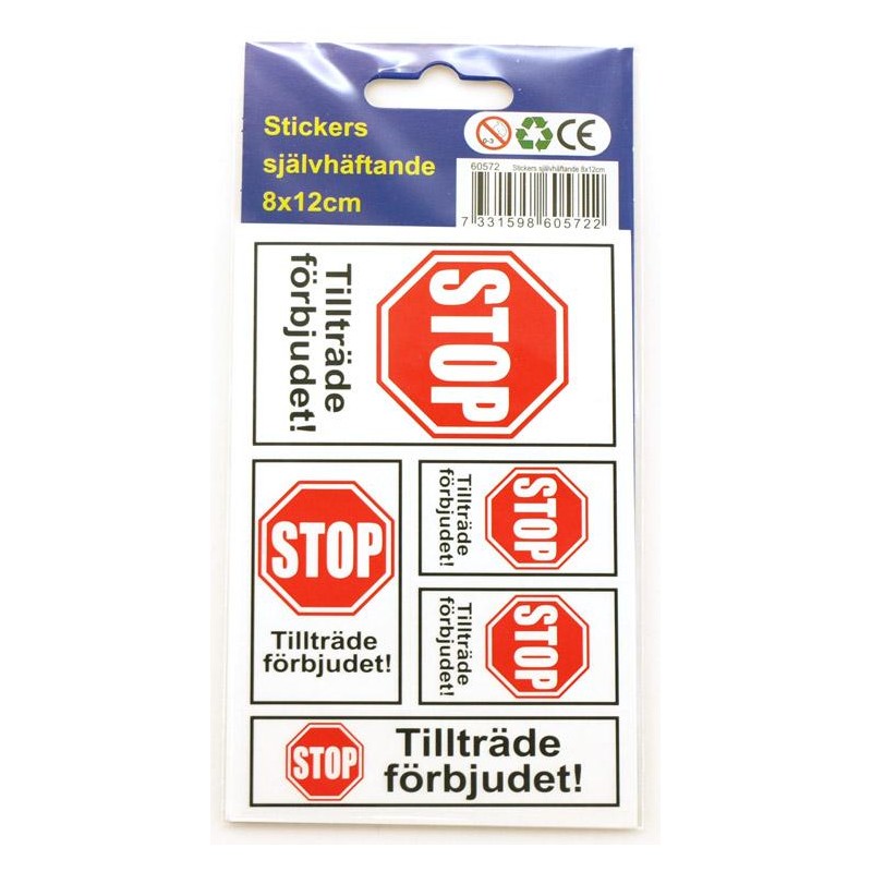 Stickers Tillträde Förbjudet STOP 10-pack dekal klistermärke Stickers Tillträde Förbjudet STOP 10-pack dekal klistermärke