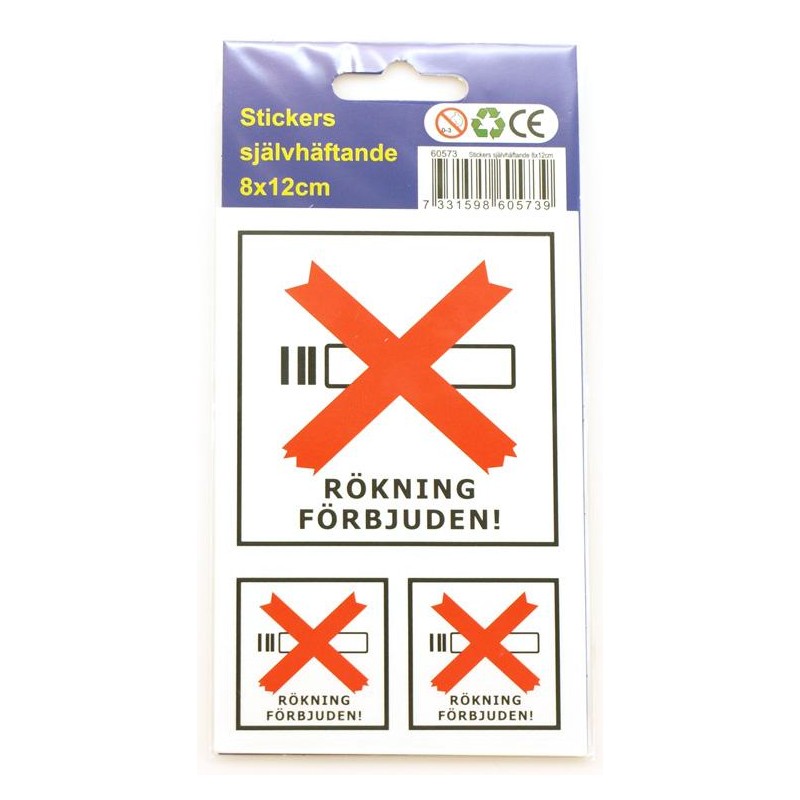 Stickers Rökning Förbjuden 6-p dekal klistermärke Stickers Rökning Förbjuden 6-p dekal klistermärke