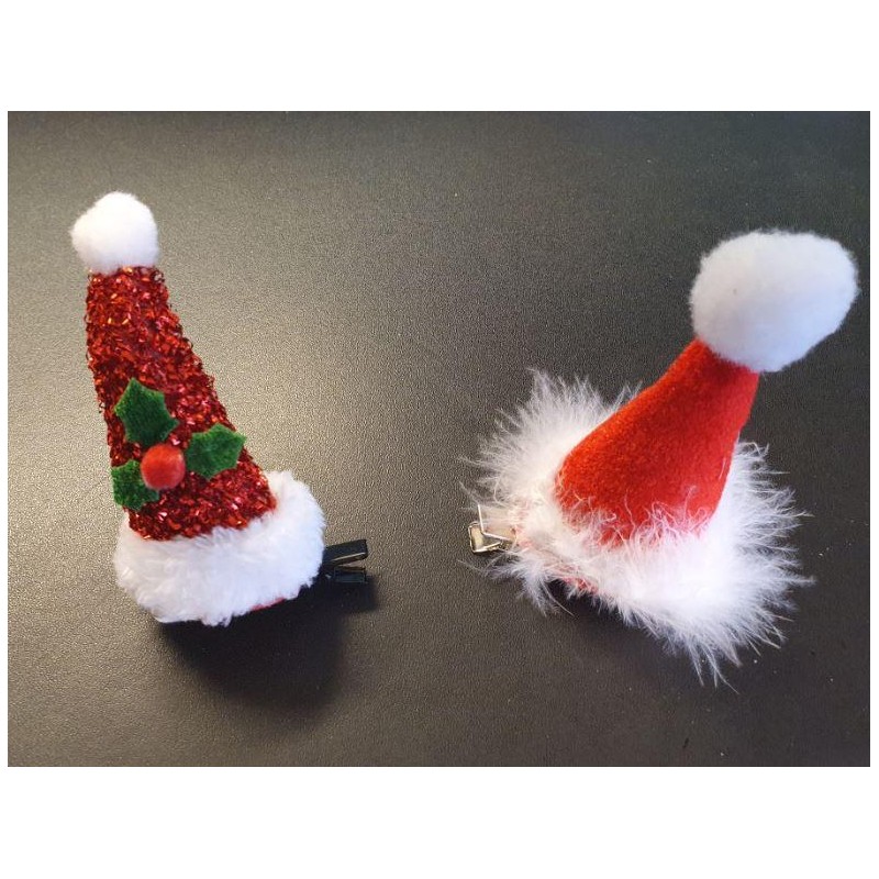 Hårklämma Jul Tomtemössa röd/glitter 2-pack 10 cm Hårklämma Jul Tomtemössa röd/glitter 2-pack 10 cm