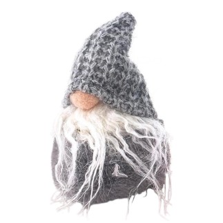 Tomte Grå Stickad luva 14 cm
