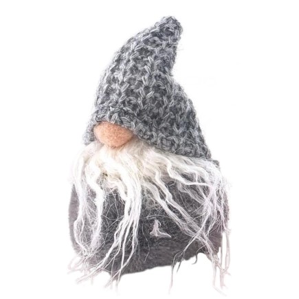 Tomte Grå Stickad luva 14 cm