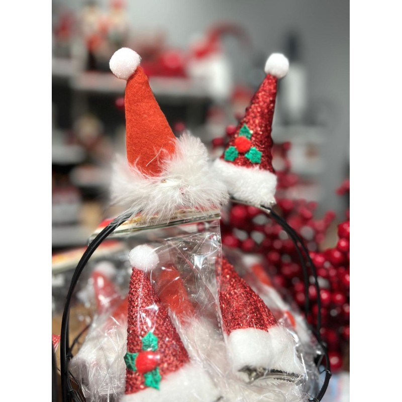 Hårklämma Jul Tomtemössa röd/glitter 2-pack 10 cm Hårklämma Jul Tomtemössa röd/glitter 2-pack 10 cm