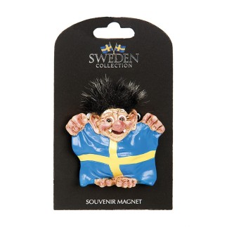 Magnet Souvenir Troll med flagga