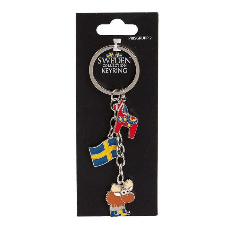 Nyckelring Souvenir Dalahäst Flagga Älg