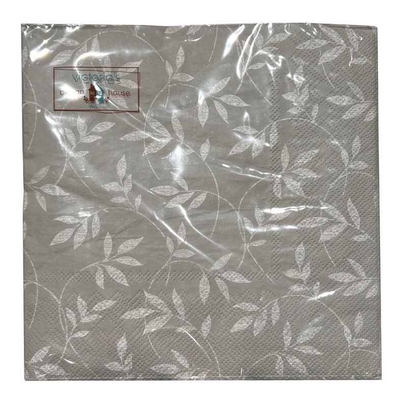 Servetter Löv Grå/Vit 33x33 cm Servetter Löv Grå/Vit 33x33 cm