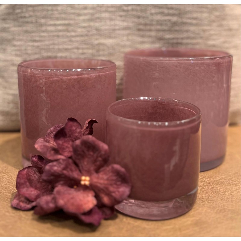 Ljushållare Mörkrosa Glas 12x12 cm Ljushållare Mörkrosa Glas 12x12 cm