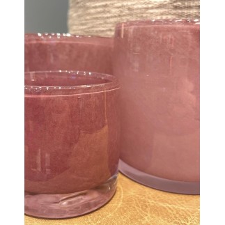 Ljushållare Mörkrosa Glas 12x12 cm Ljushållare Mörkrosa Glas 12x12 cm