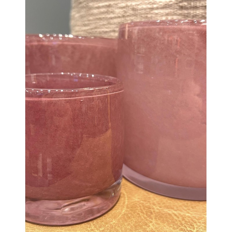 Ljushållare Mörkrosa Glas 12x12 cm Ljushållare Mörkrosa Glas 12x12 cm