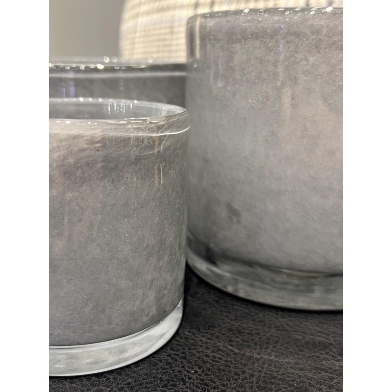 Ljushållare Grå Glas 12x12 cm Ljushållare Grå Glas 12x12 cm