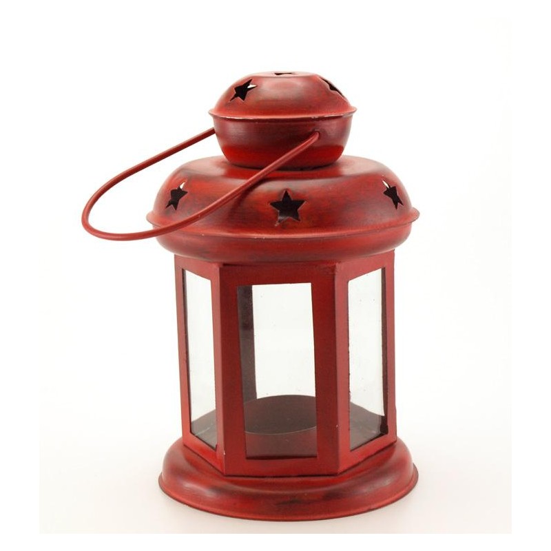 Lykta Röd Metall 15 cm