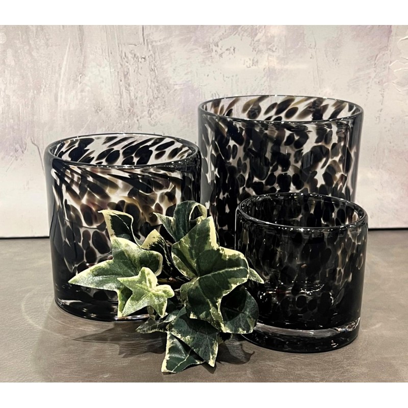 Ljushållare Grå/Svart Mönstrad Glas 12x12 cm