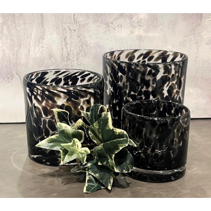 Ljushållare Grå/Svart Mönstrad Glas 12x12 cm