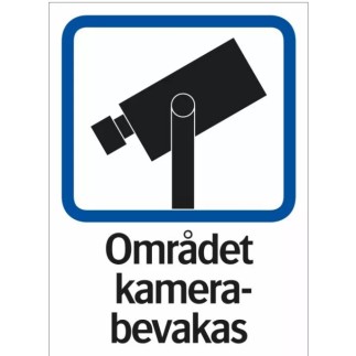 Stickers Området Kamerabevakas Larm A4