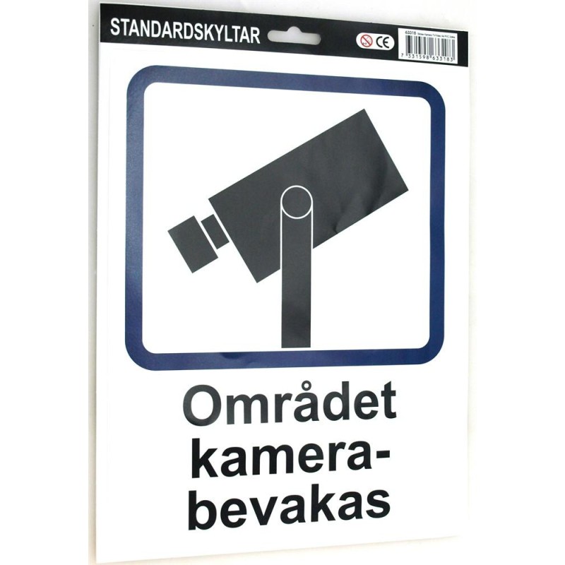 Stickers Området Kamerabevakas Larm A4