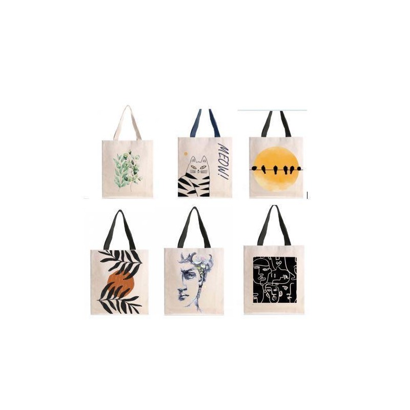 Väska Canvas Ansikten Linjer 35x45 cm