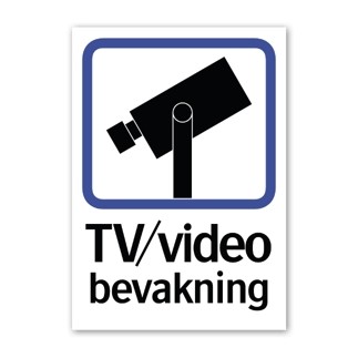 Stickers TV/Videobevakning A4 kamera