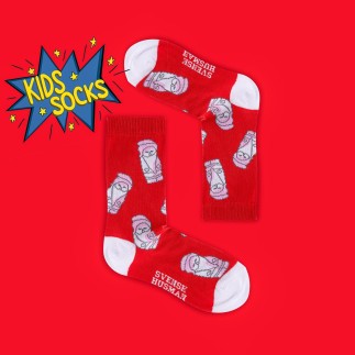 Strumpor Juleskum Skumtomte Barnstrumpor Röd stl 27-30