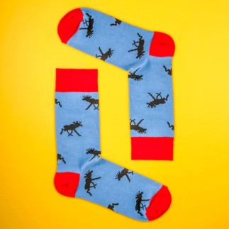 Strumpor Älg Blå stl 36-40 Strumpor Älg Blå stl 36-40