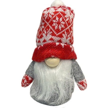 Tomte Luva Röd/Vit mönstrad 13 cm