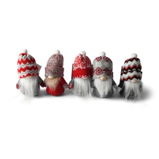 Tomte Luva Röd/Grå melerad 13 cm