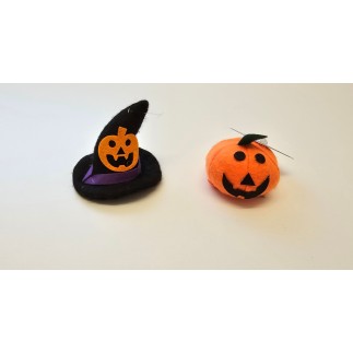 Hårklämma Halloween Hatt & Pumpa 2-pack