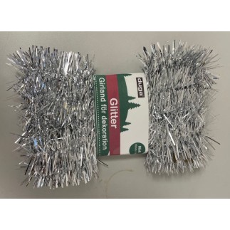 Glitter Girlang Silver Flamsäker 3 meter