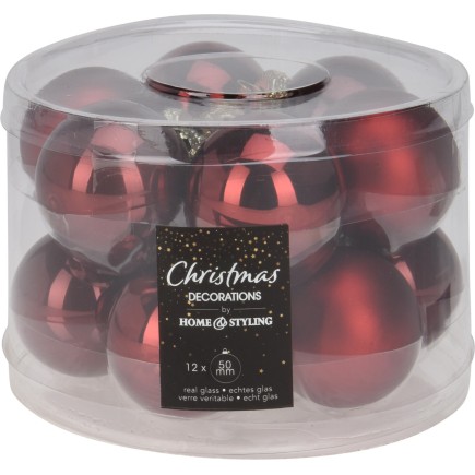 Julgranskulor Mörk Röda 12-pack