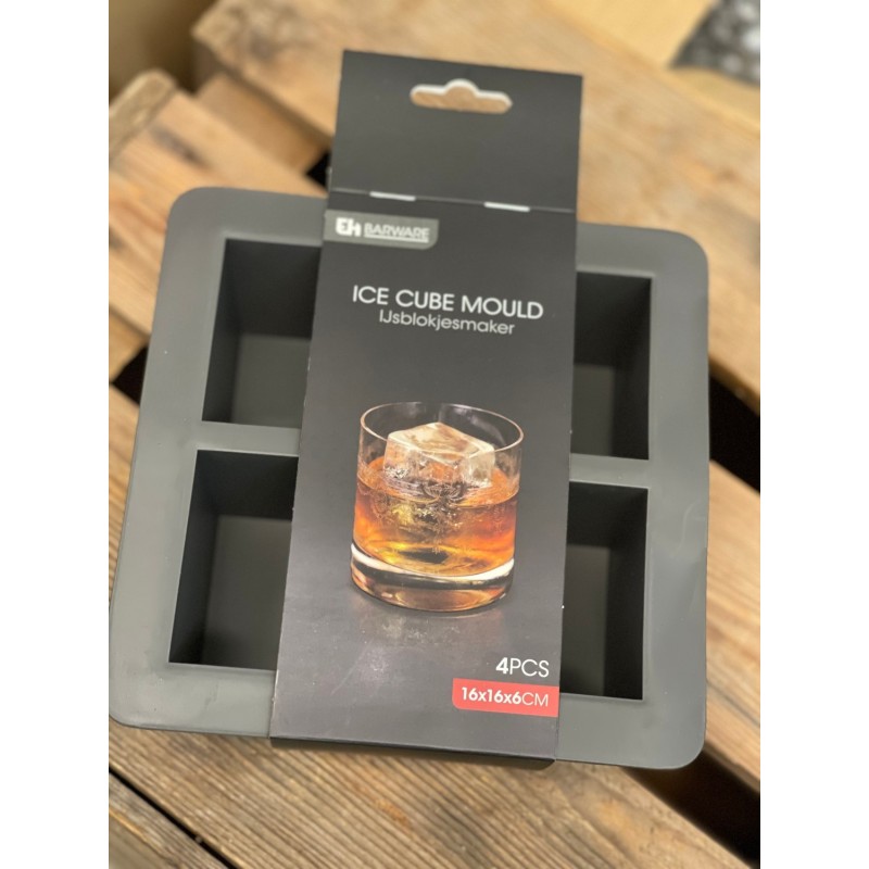 Iskub Stor 4-fack Grå fyrkant 16x16x6 cm