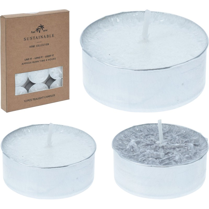 Ljus Värmeljus 12-pack Vita Silver Glitter 